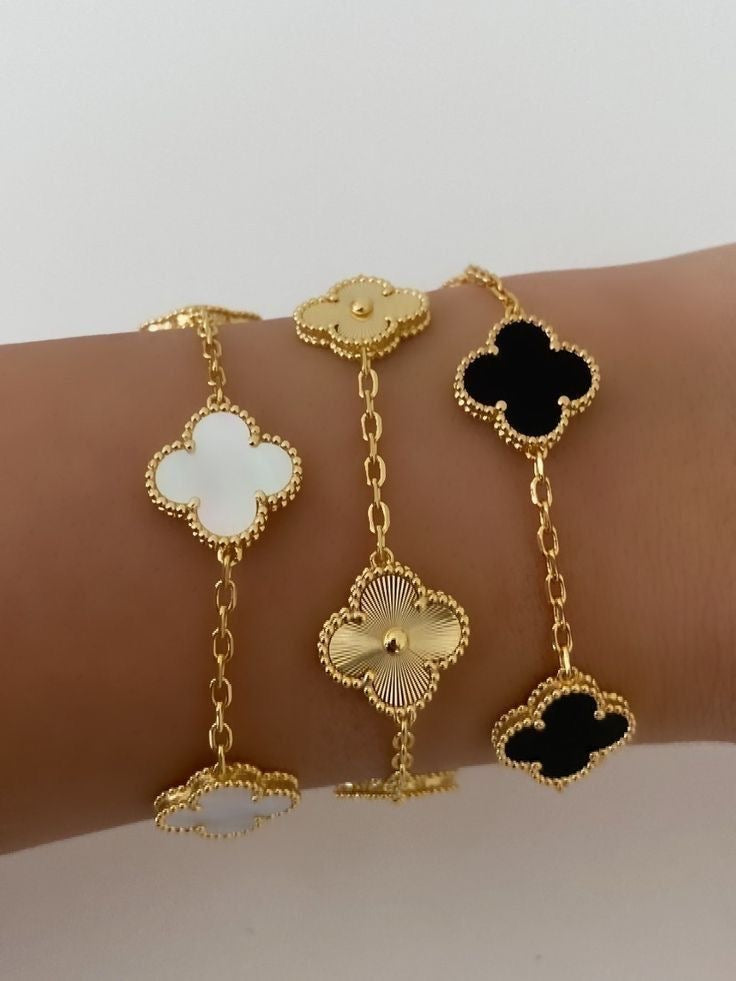 VINTAGE ALHAMBRA 5 CLOVER BRACELET – WHITE SEMI-JEWELRY