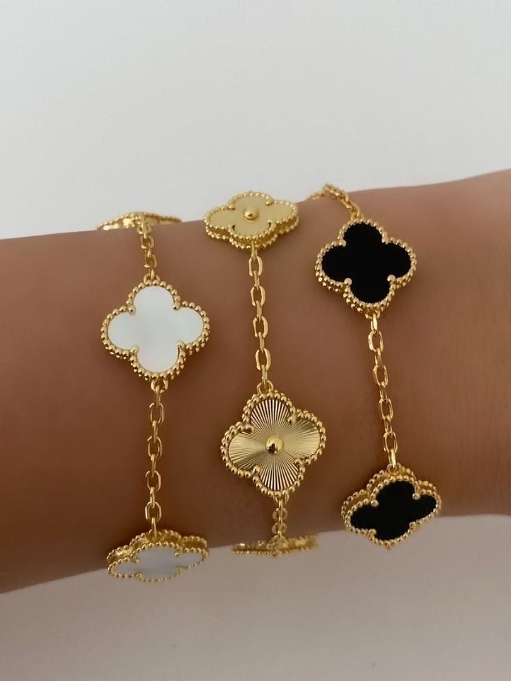 VINTAGE ALHAMBRA 5 CLOVER BRACELET – WHITE SEMI-JEWELRY