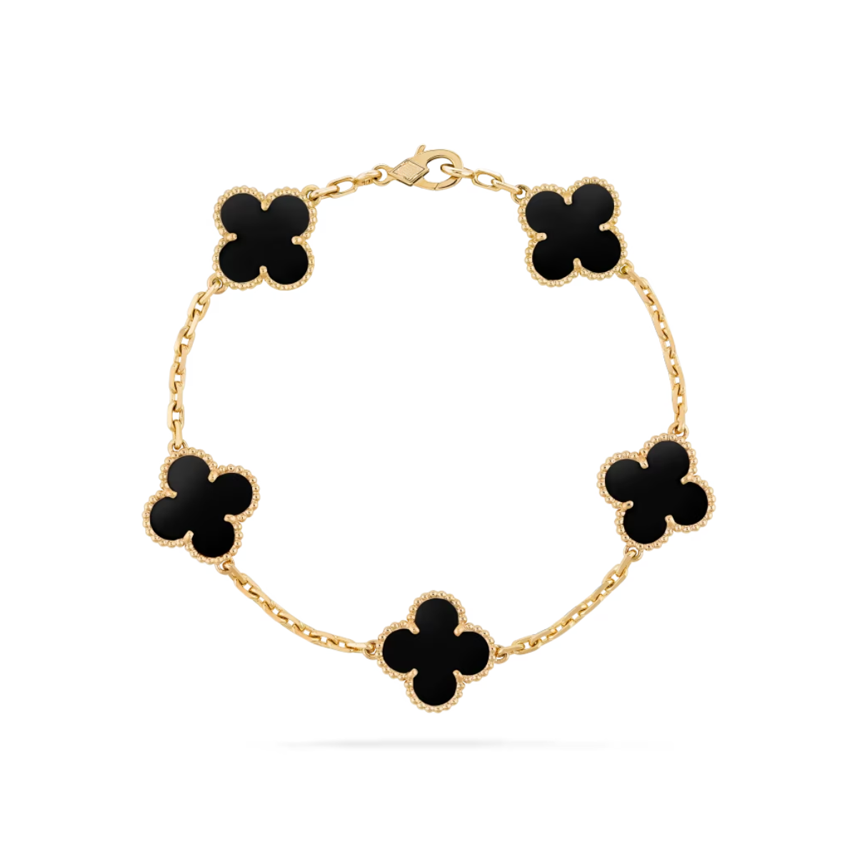Vintage Alhambra 5 Clover Bracelet – Black Semi-Jewelry