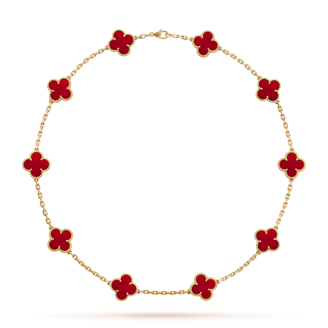 Vintage Alhambra 10 Clover Necklace – Red