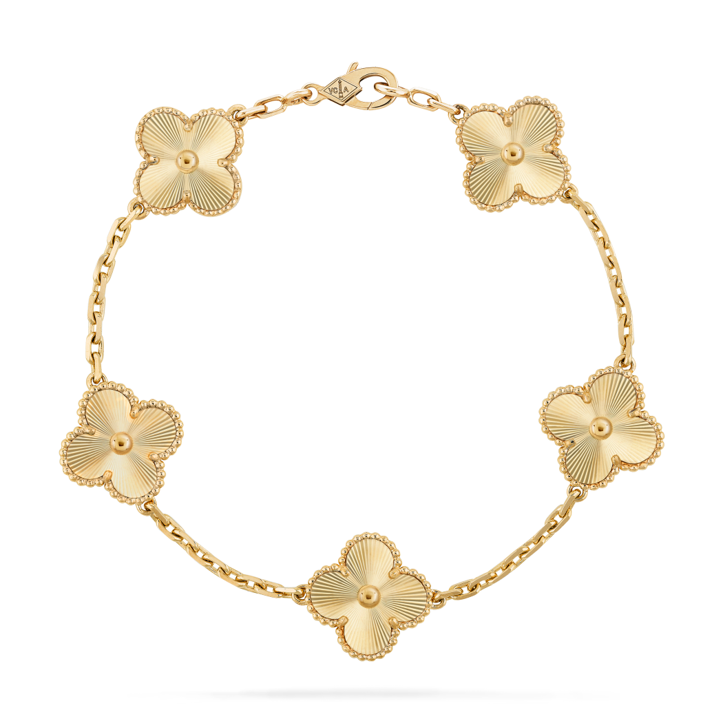 Vintage Alhambra 5 Clover Bracelet – Gold Semi-Jewelry