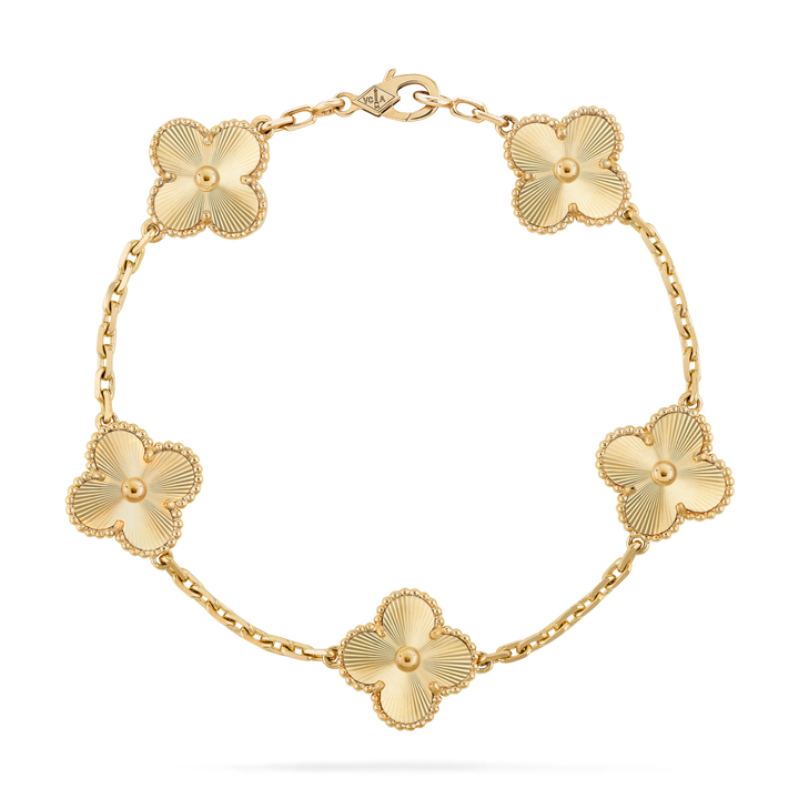 Vintage Alhambra 5 Clover Bracelet – Gold Semi-Jewelry