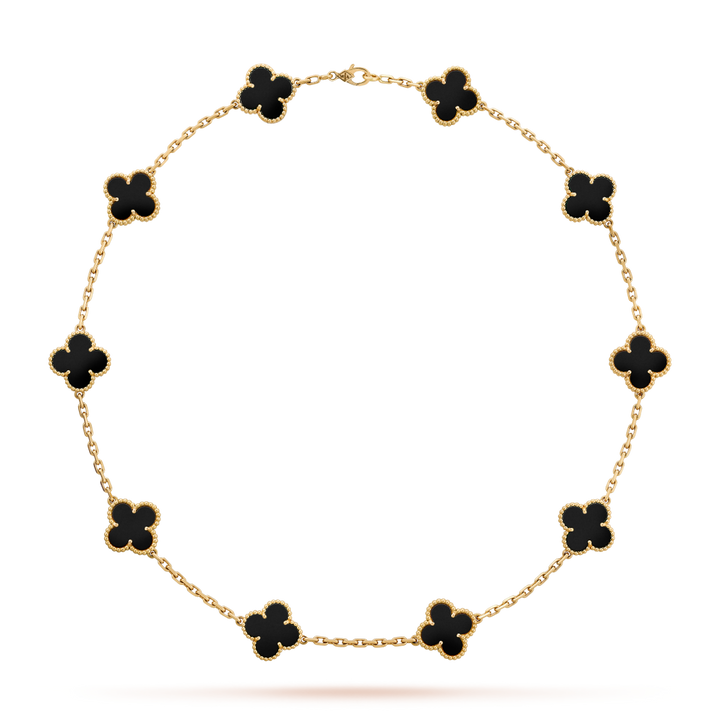 Vintage Alhambra 10 Clover Necklace – Black