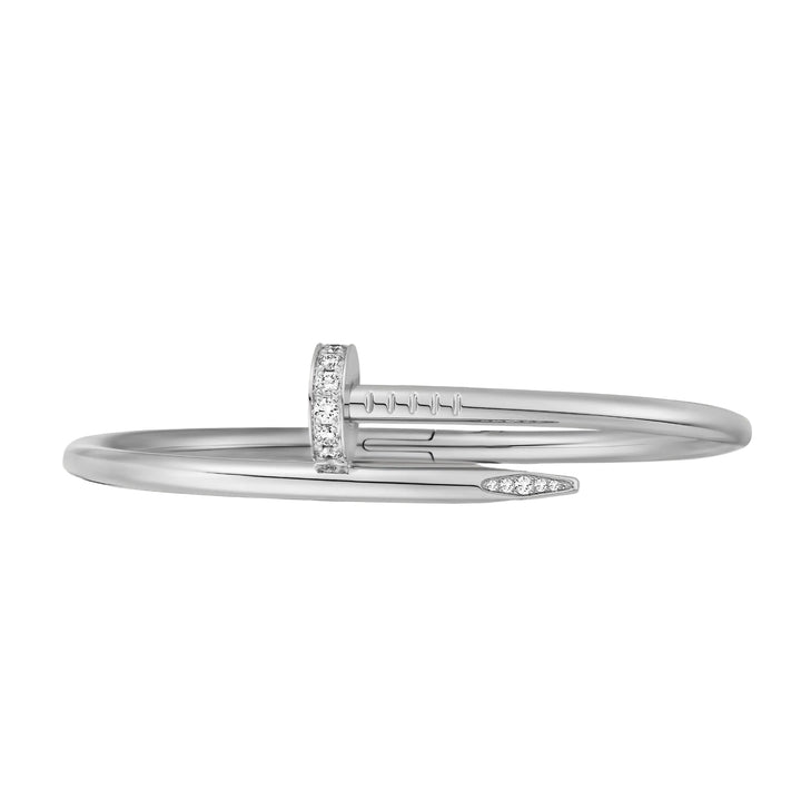 Nail Bracelet With Crystal - Silver