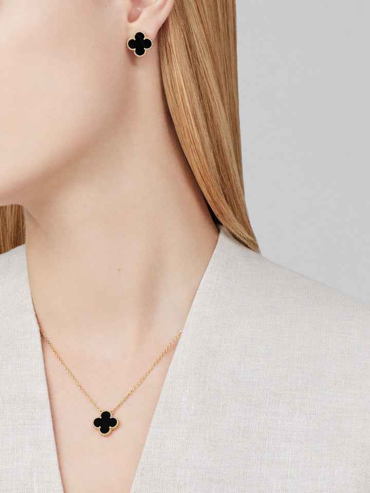 Vintage Alhambra Pendant Necklace - Black