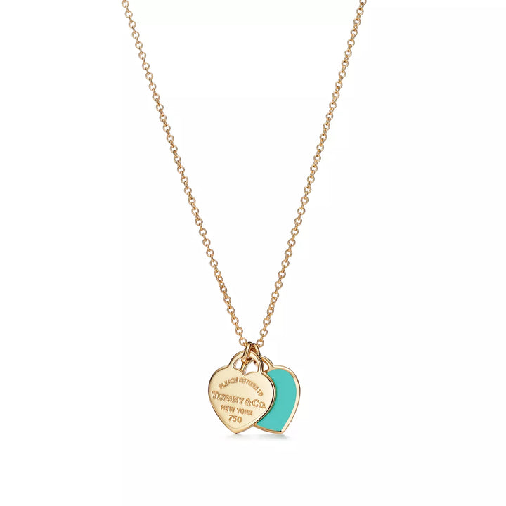 TF Gold Necklace with Blue Heart Pendant