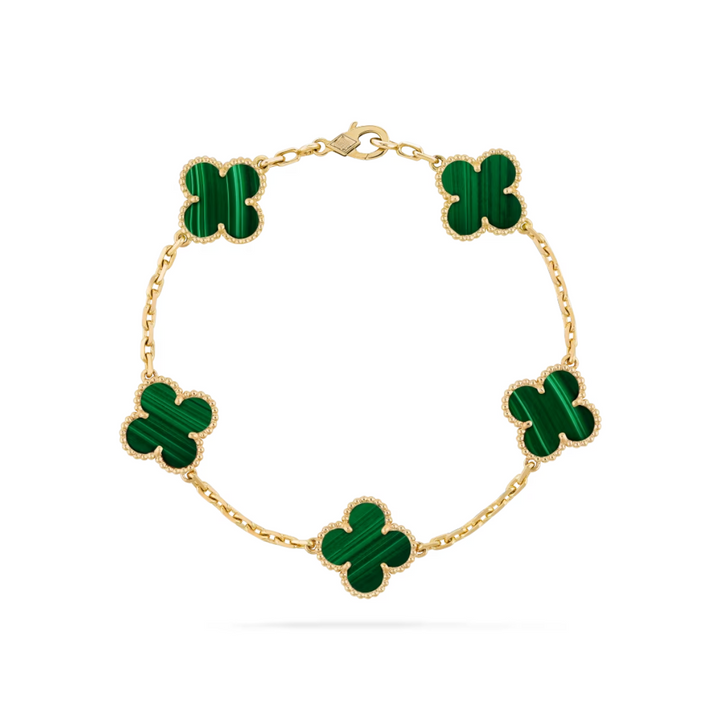 Vintage Alhambra 5 Clover Bracelet – Green Semi-Jewelry