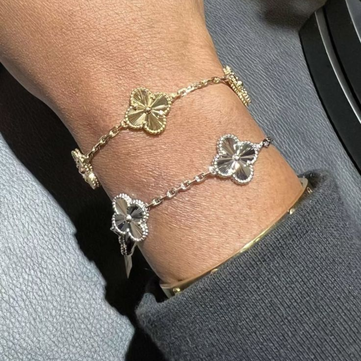 Vintage Alhambra 5 Clover Bracelet – Silver Plated Semi-Jewelry