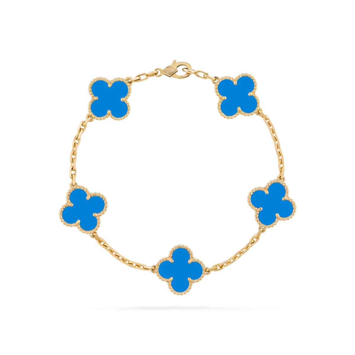 Vintage Alhambra 5 Clover Bracelet – Blue Semi-Jewelry