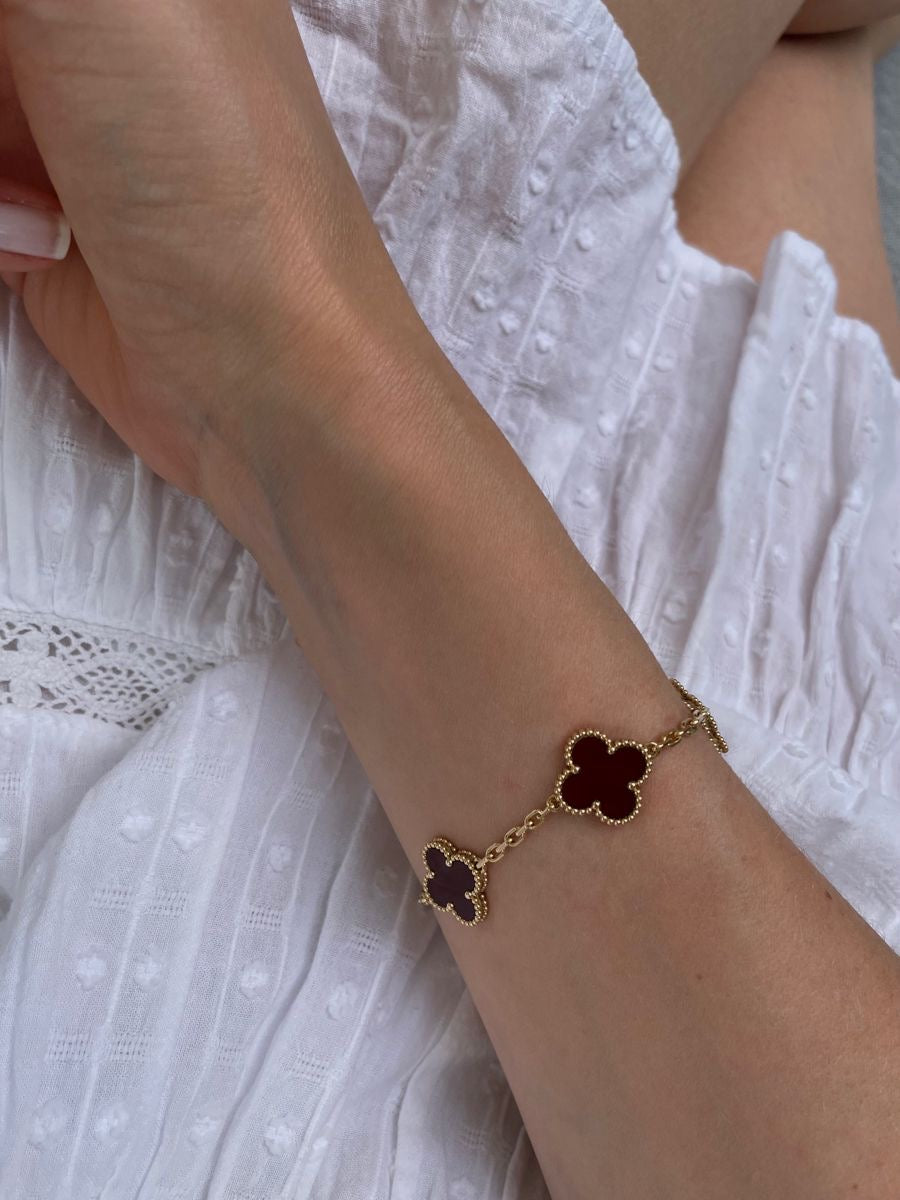 Vintage Alhambra 5 Clover Bracelet – Black Semi-Jewelry