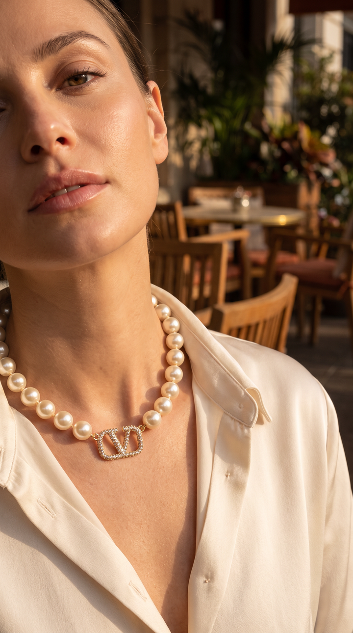 V Pearl Necklace