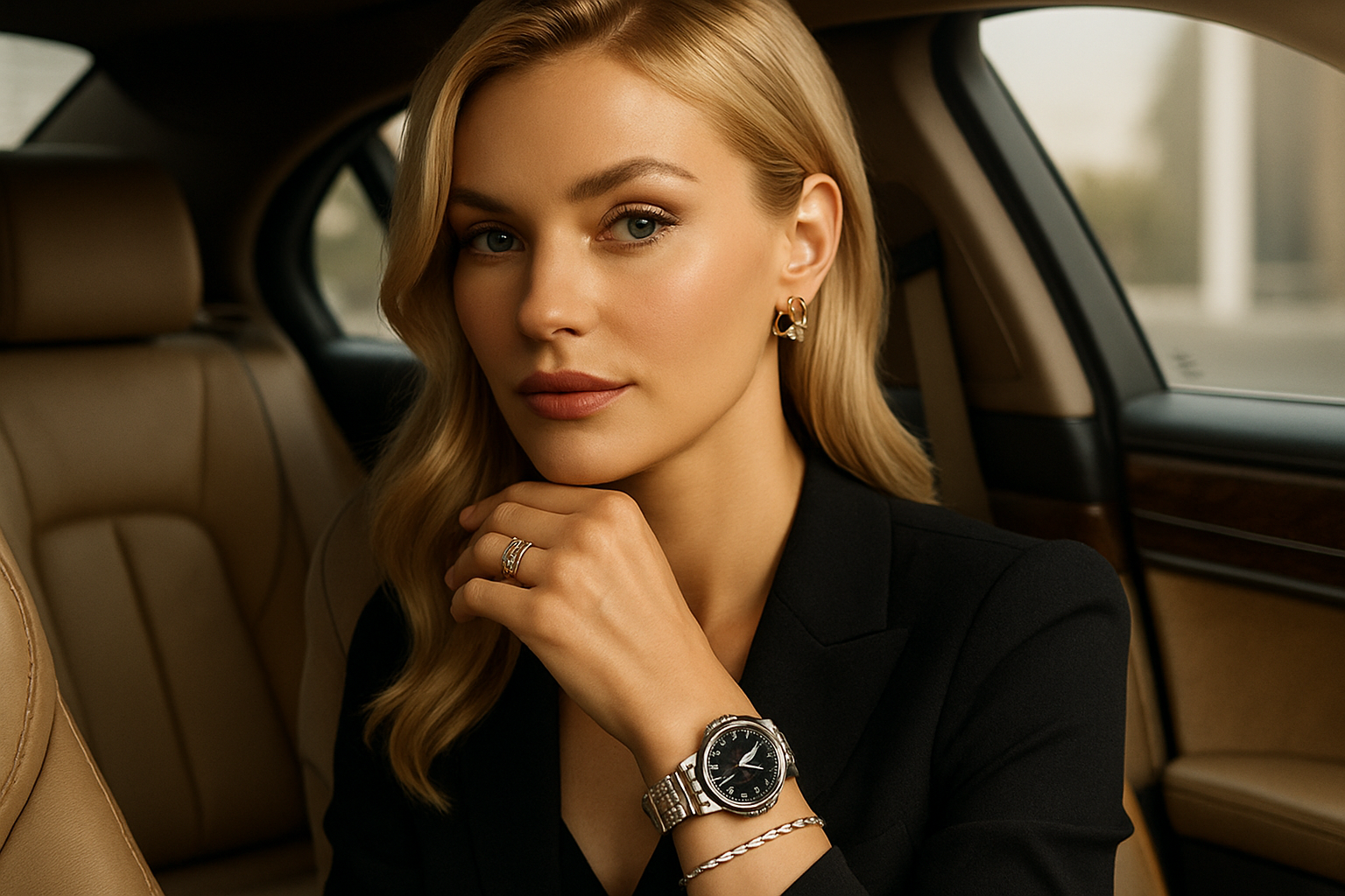 Coloque essa mesma mulher em close, dentro de um carro de luxo