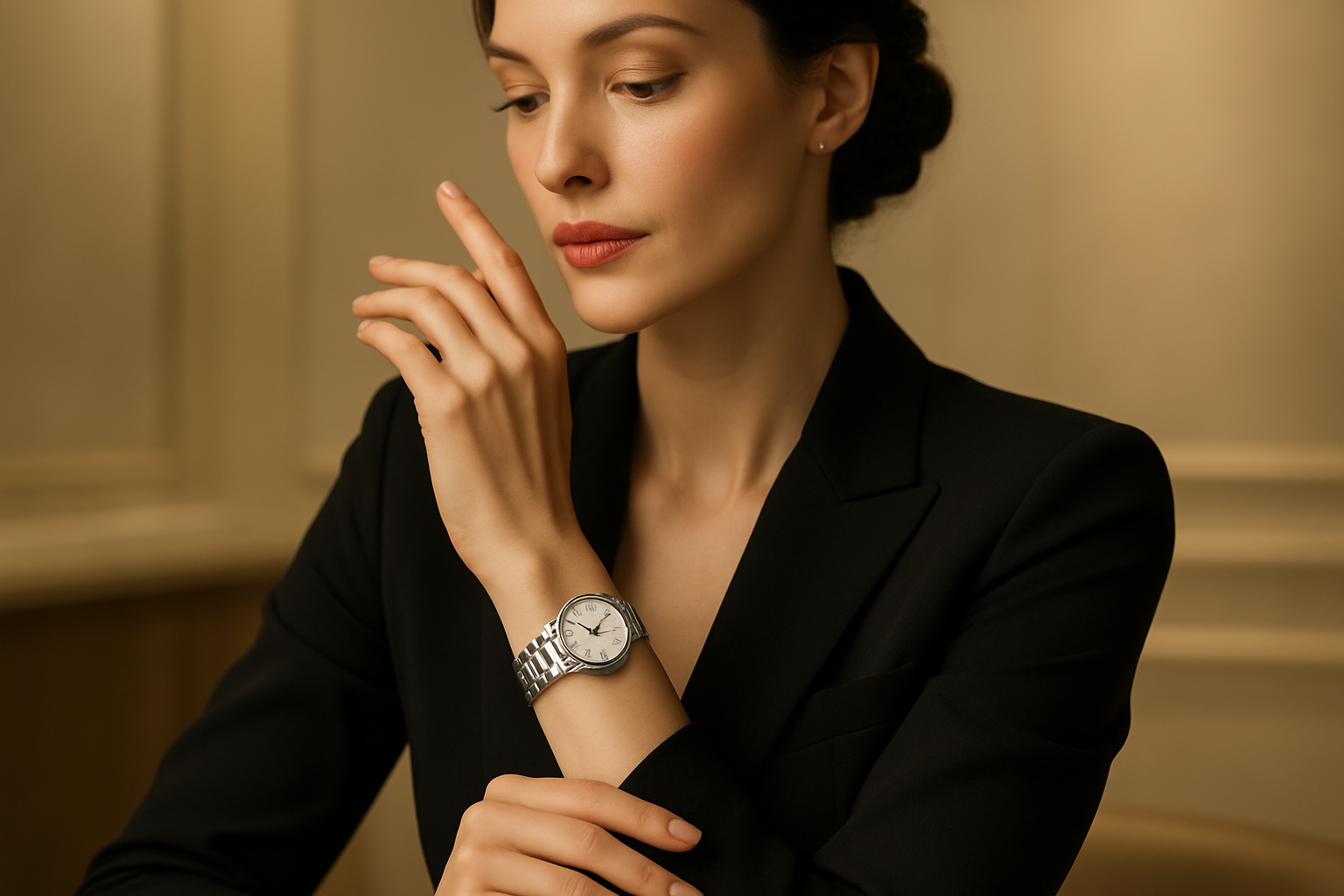 Women jewlery picture for homepage, woman wearing beatiful watch